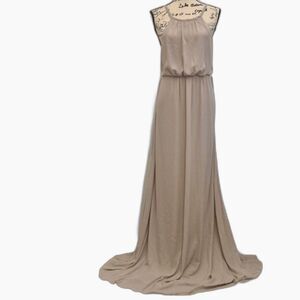 Show Me Your Mumu Amanda Maxi Dress XL Taupe Halter Open Back Formal NWOT